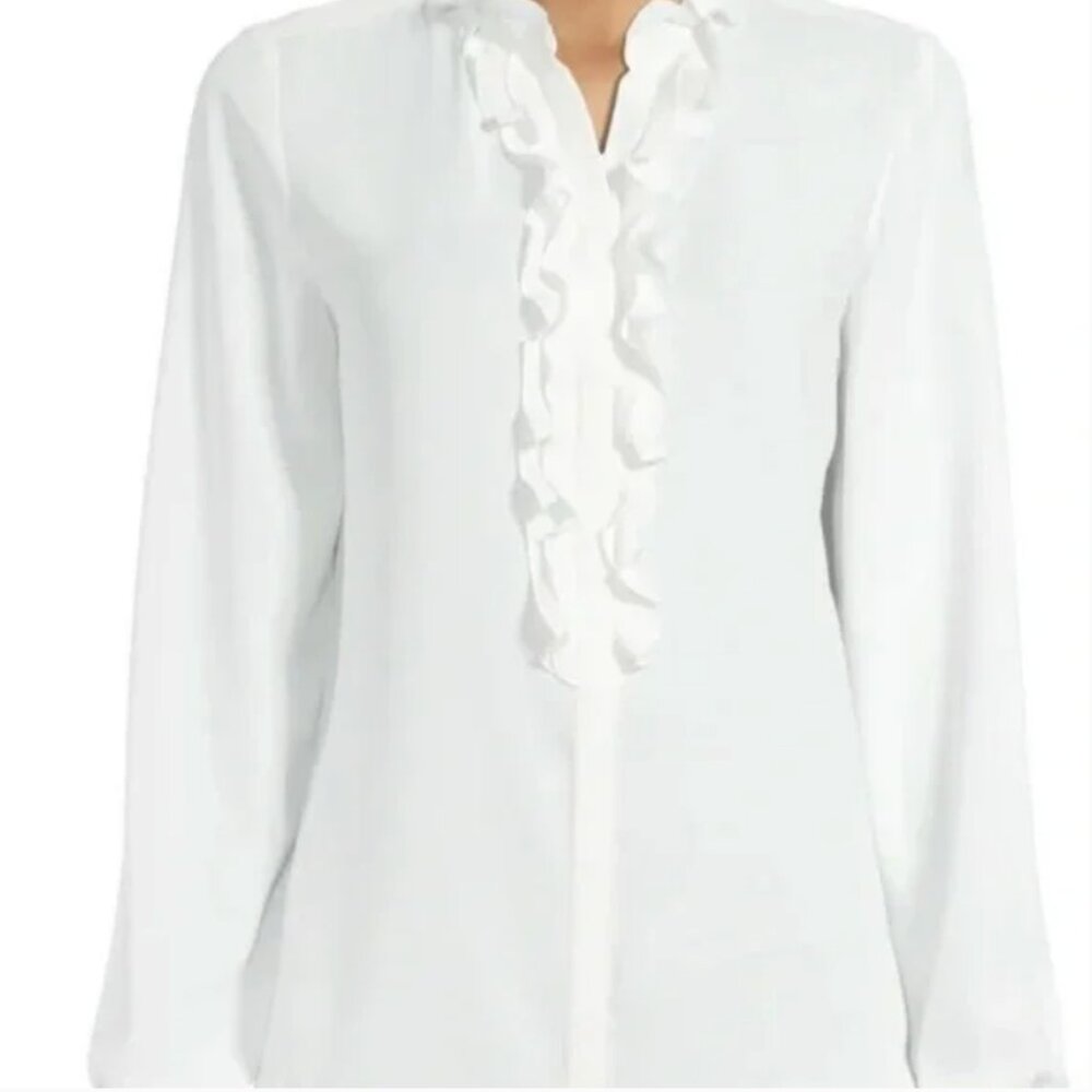 Bar III white ruffle blouse size small
